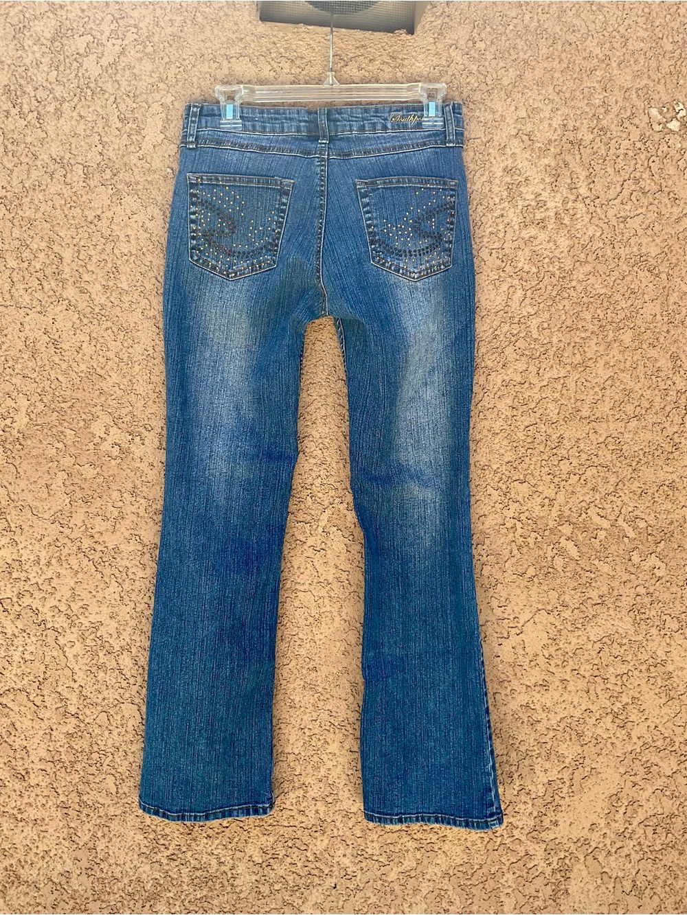 Southpole Y2K Rhinestone Embellished Pockets Boot Cut Stretch Denim Jeans